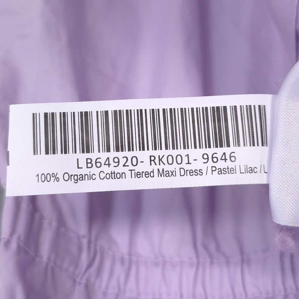 Quince New Women 100% ORGANIC COTTON Poplin Tiered Maxi Dress LARGE Pastel Lilac - Picture 13 of 14